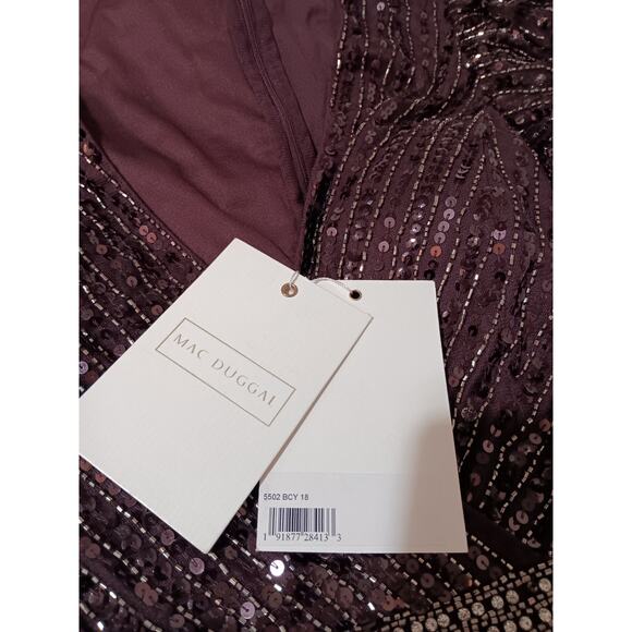 NEW MAC DUGGAL Dress -READ- Plus 18 Purple Aubergine Formal Maxi Beaded Sequins - Picture 14 of 15